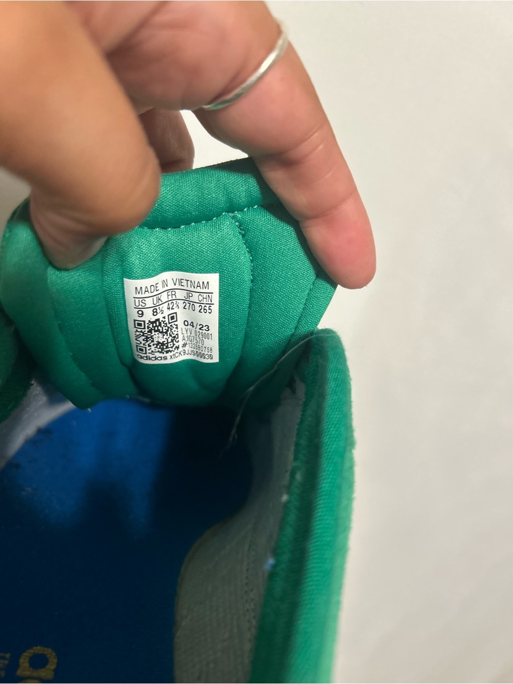 Adidas Court TNS Premiere Green Suede Low-Top with White Stripes and Gum Sole - Picture 5 of 7